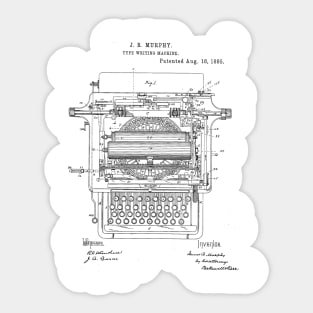 Type Writing Machine Vintage Retro Patent Hand Drawing Funny Novelty Gift Sticker